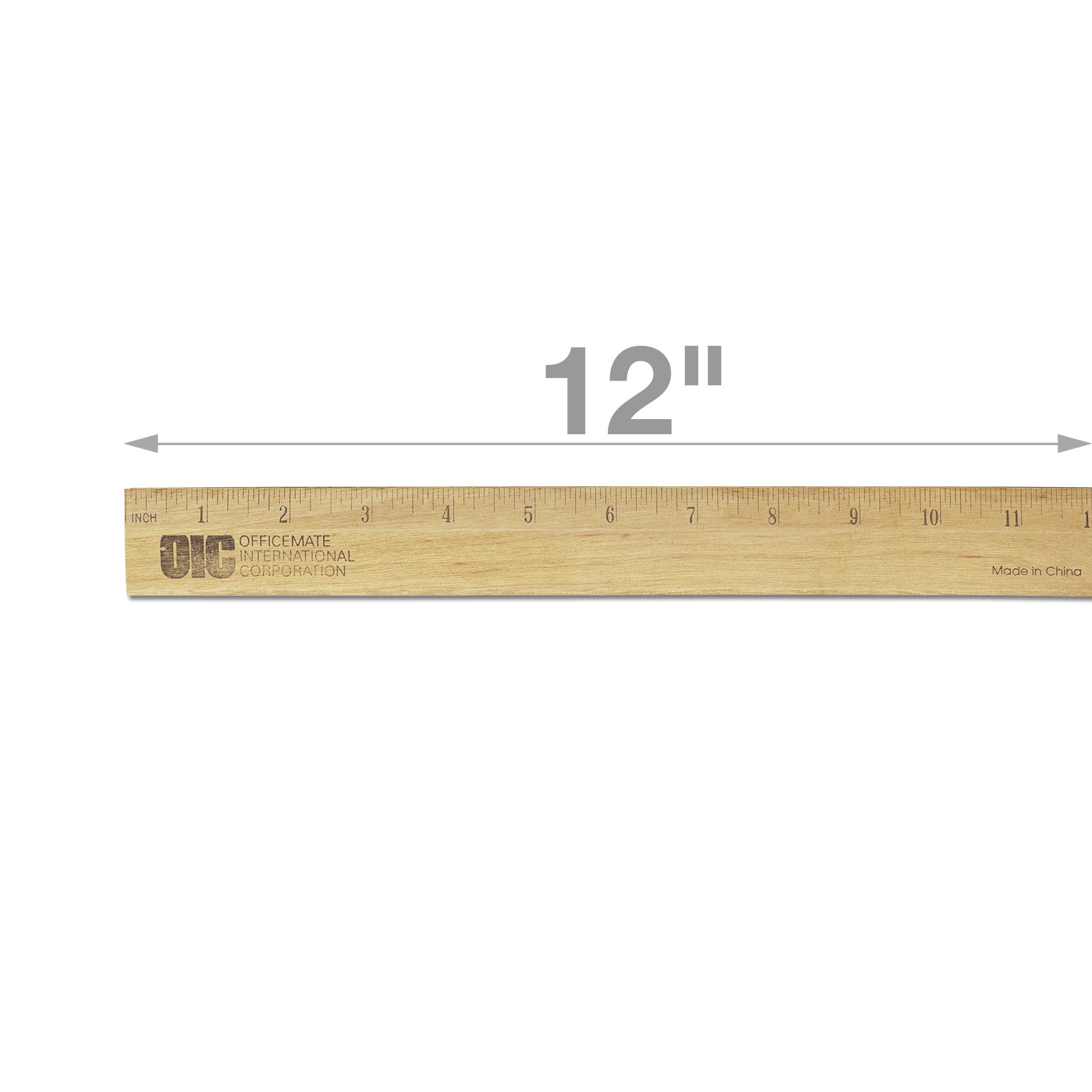 Officemate OIC Classic Wood Ruler with Single Metal Edge