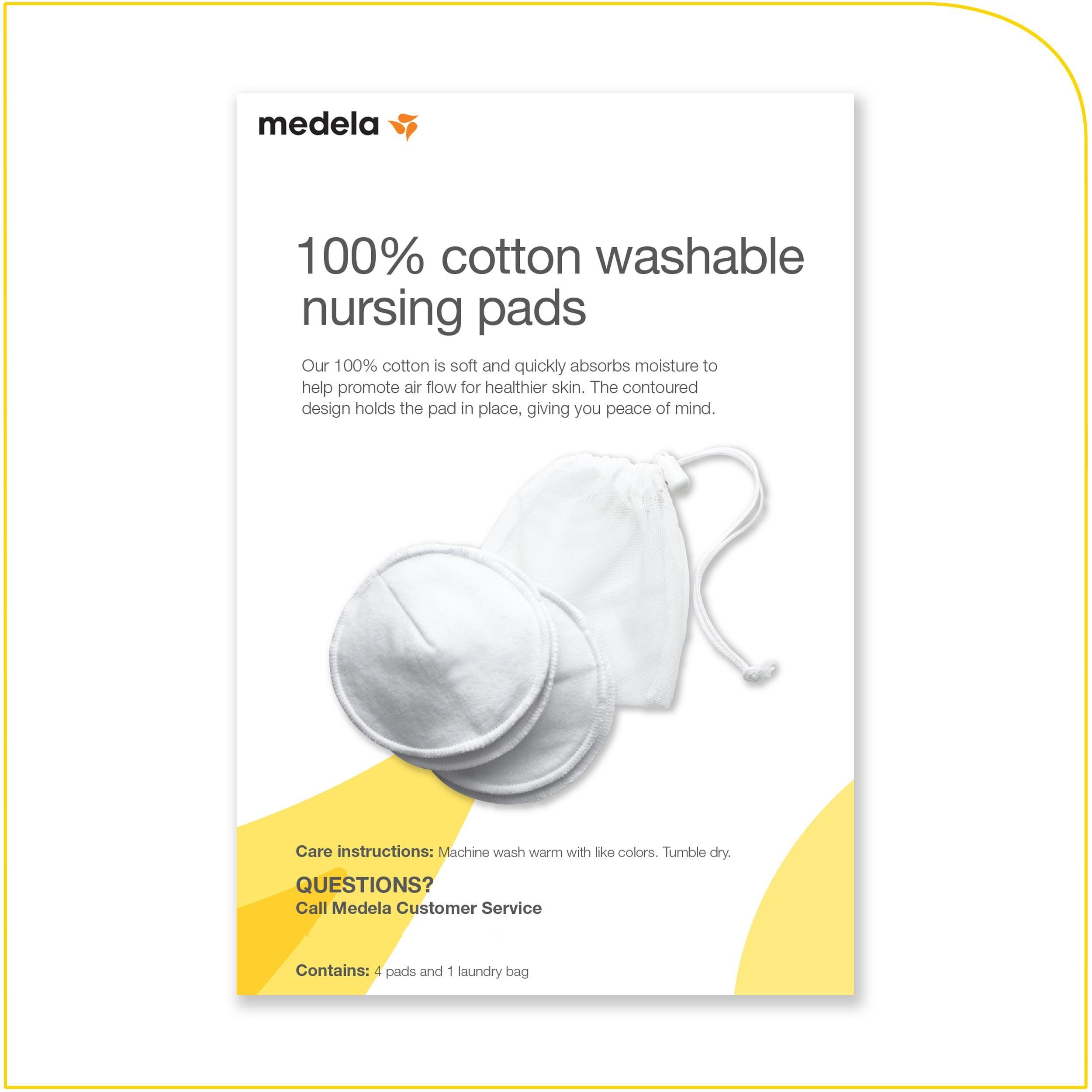Medela 100 Cotton Washable Bra Pads, 4 Count Medela