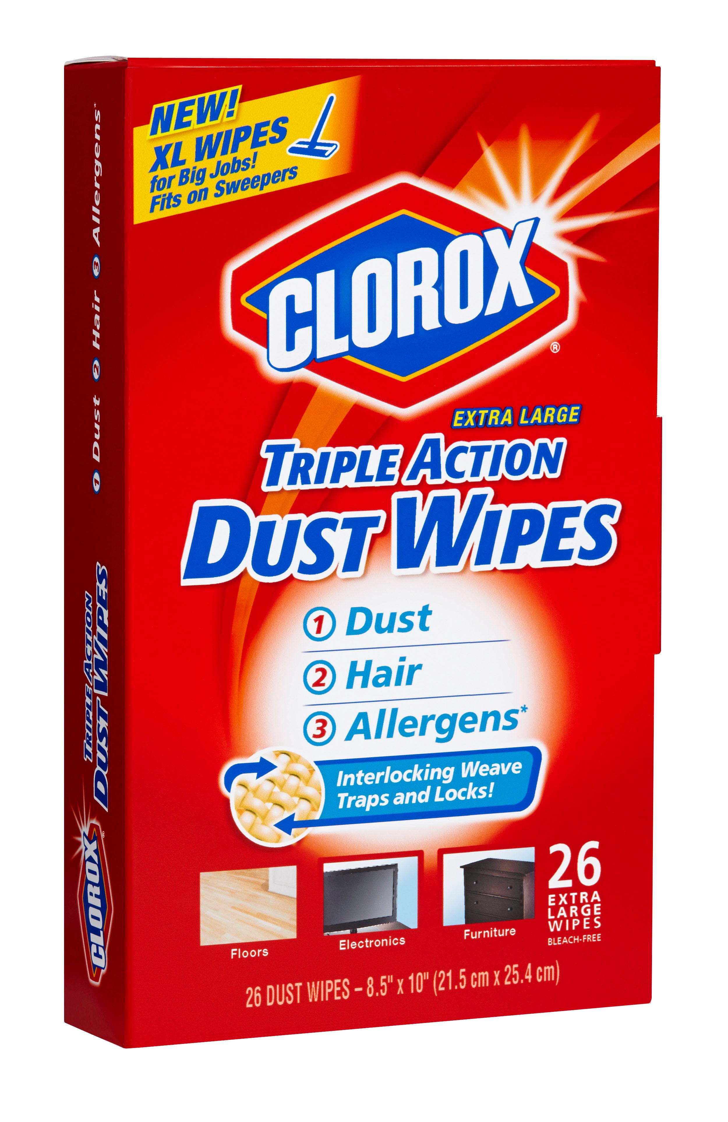 Clorox Triple Action Dust Wipes, ExtraLarge, 26 Count Box