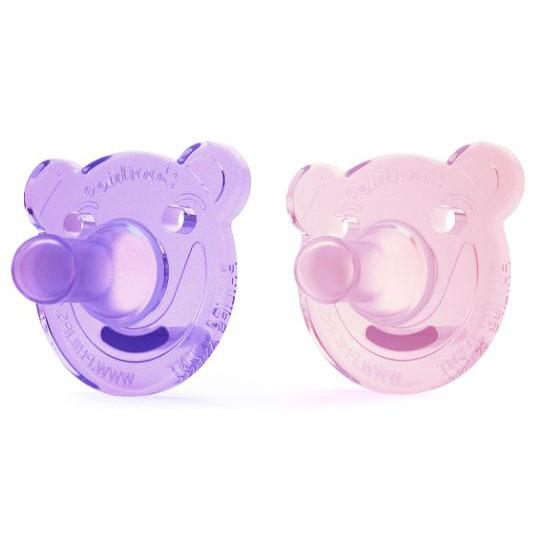 Philips AVENT Soothie Bear Shape Pacifier, Pink/Purple, 03 Months, 2 Count Baby