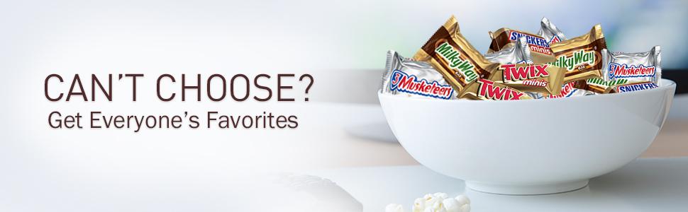 Get everyone's favorite chocolate candy bars: TWIX, MILKY WAY, 3 MUSKETEERS and SNICKERS Candy.