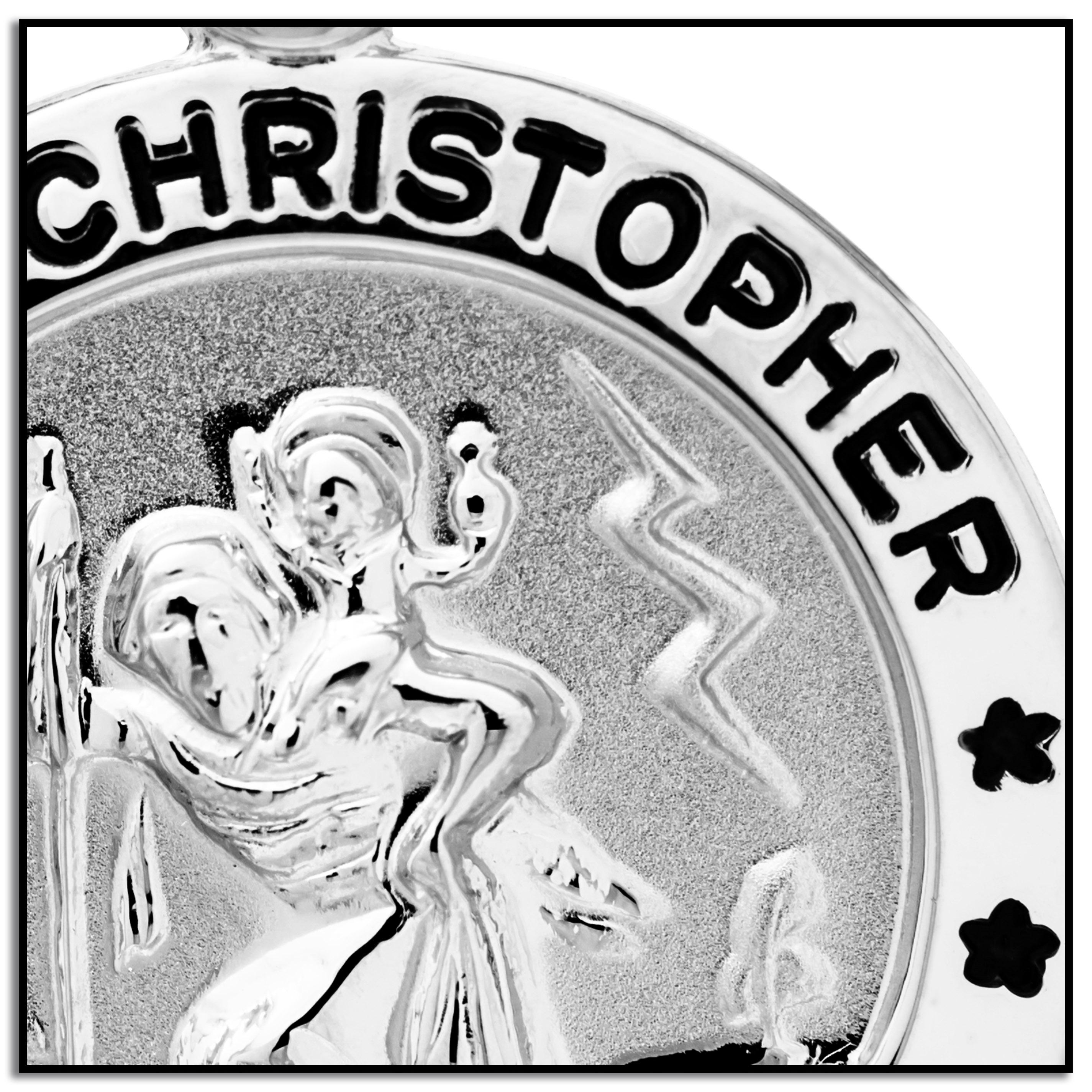 Men's Sterling Silver Saint Christopher Round Medal with