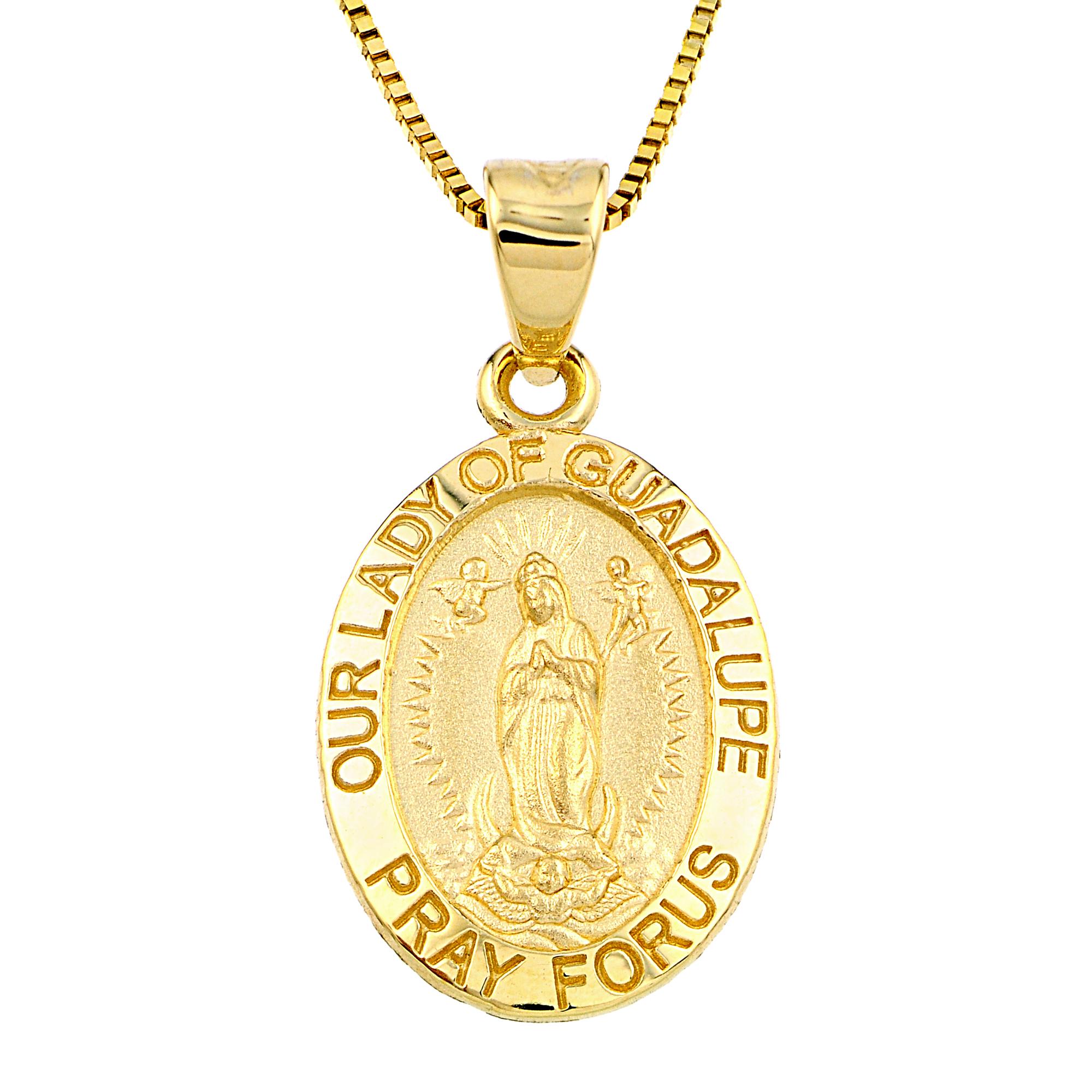 14k Yellow Gold Our Lady of Guadalupe Oval Pendant