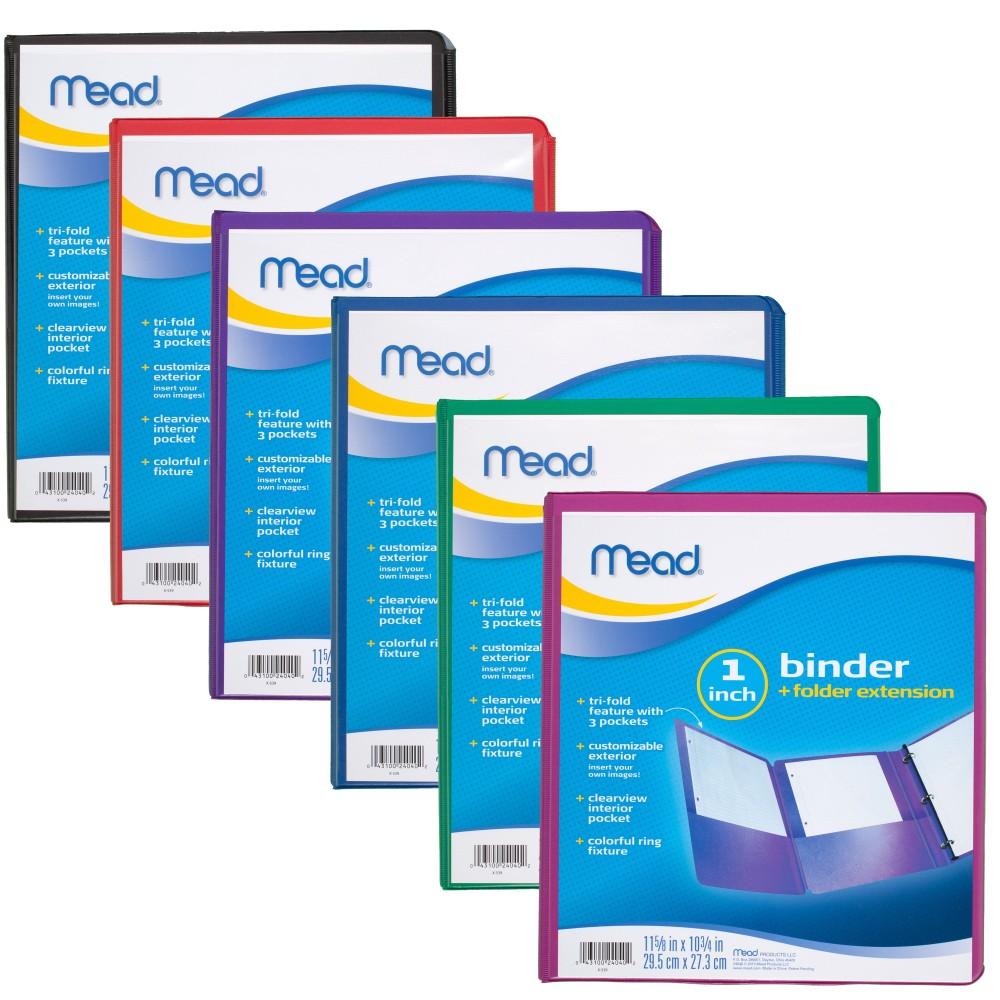 Mead Binders, TriFold, 1 Inches, Assorted Colors, 6PACK (73191) Office Products
