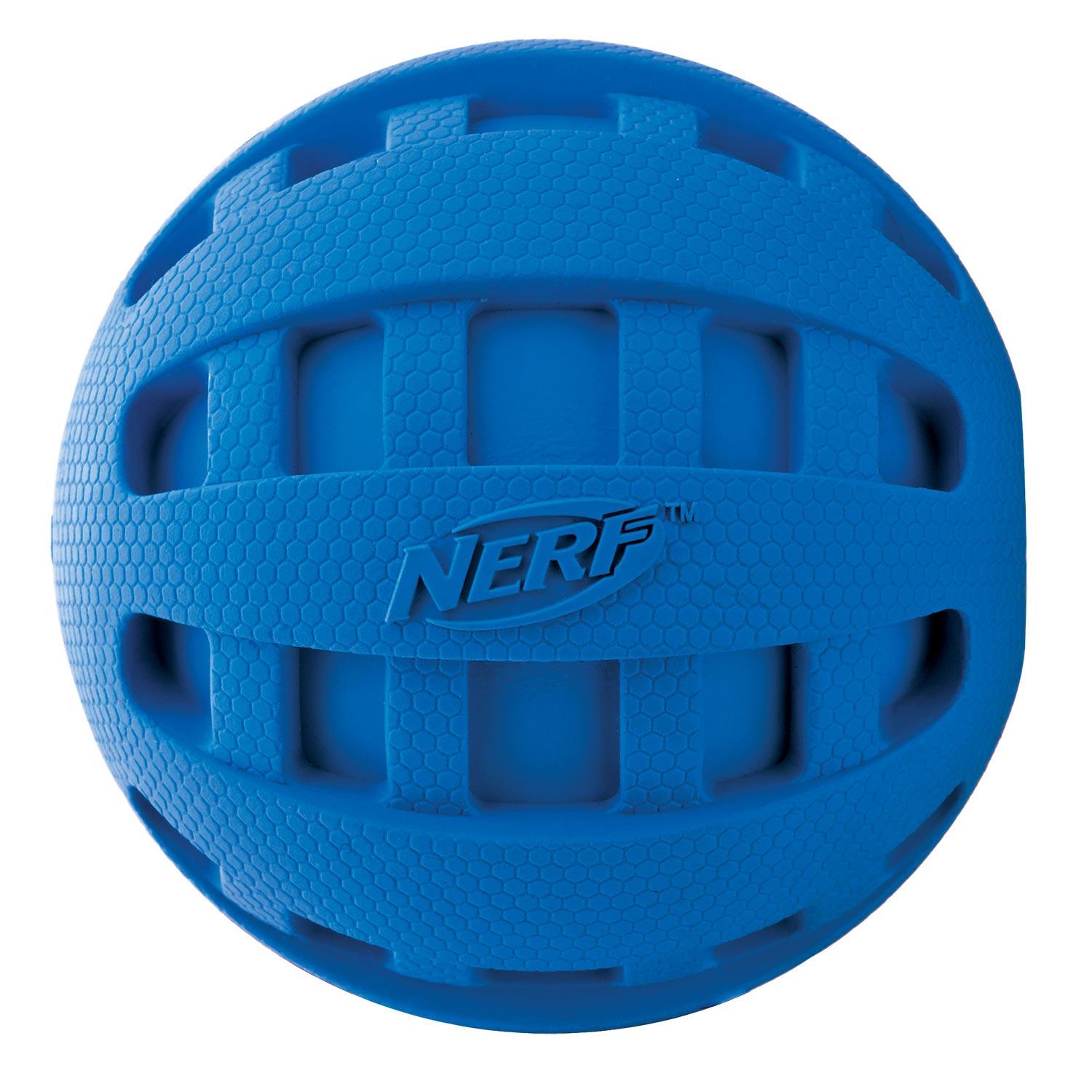 NERF DOG 4 inch Checker Squeak Ball Blue