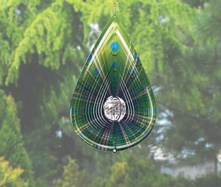 Iron Stop D753610 Viridian Teardrop Crystal Wind Spinner