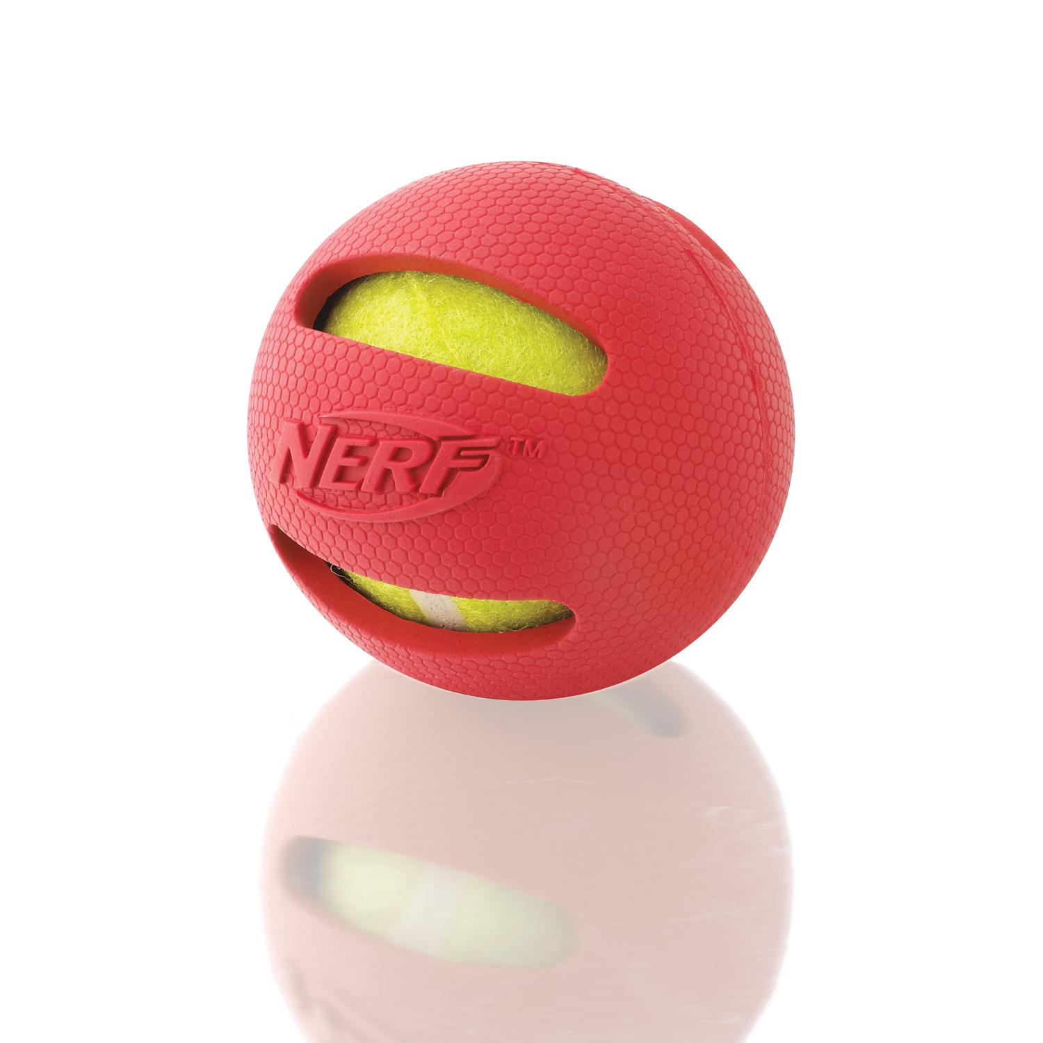 Nerf Dog Rubber Wrapped Tennis Ball, 3Inch, Red Pet Toy Balls Pet Supplies