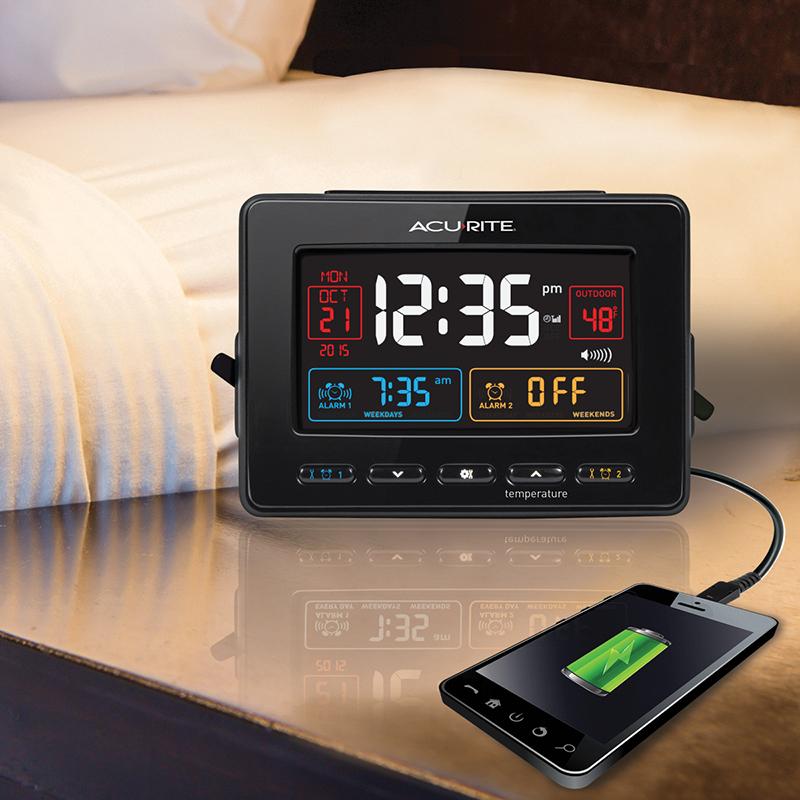 AcuRite 13022 Atomic Dual Alarm Clock with USB Charging