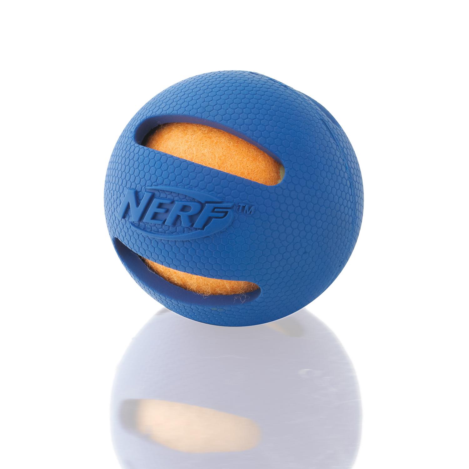 Nerf Dog Rubber Wrapped Tennis Ball, 3Inch, Blue Pet Toy Balls Pet Supplies