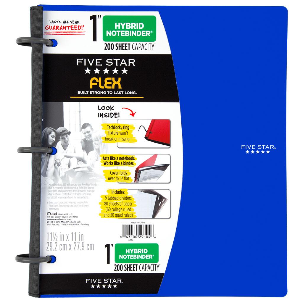 Five Star Flex Hybrid NoteBinder, 1Inch Capacity, 11.5 x