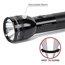 Adjust, Focus, features, Spot to Flood, Beam