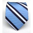 100% Silk Woven Light Blue and Navy Striped Tie