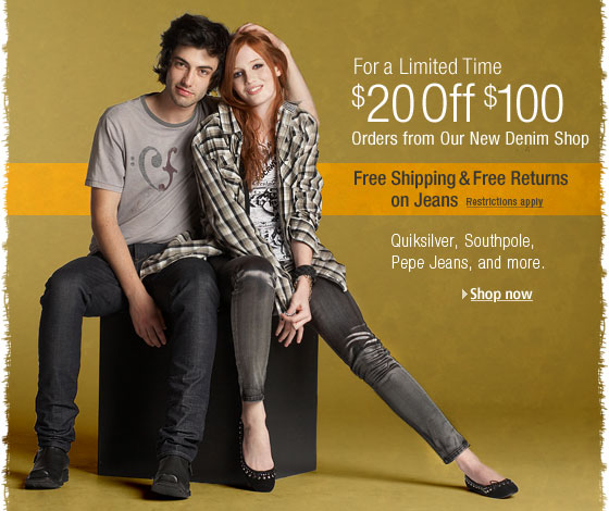 Amazon.com Denim Shop: $20 off $100 orders, plus Free Shipping & Free Returns on Jeans