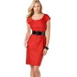 Nine West Cap-Sleeve Belted Poplin Dress