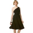 Suzi Chin One-Shoulder Pleated Dress with Belt