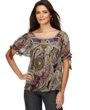 ECI Ruffled Short-Sleeve Printed Peasant Top