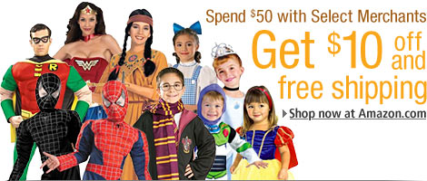 Costumes: Save $10 on Any $50 Purchase from Select Merchants