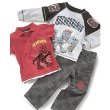Nannette Little Boy 3 Pc Tee and Plaid Pant Set