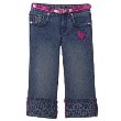 Girls' Cheetah Embellished Cropped Jeans