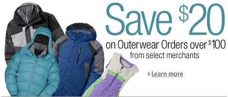 Save $20 on Outerwear Orders over $100 from Select Merchants