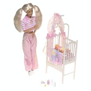 Barbie and Krissy Bedtime Baby, Glow in Dark Canopy, Lullaby Crib by Mattel