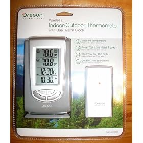 Scientific Oregon Wirelesss Indoor Outdoor Thermometer with Dual Alarm Clock by 