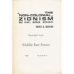 The "Non-Colonial" Zionism of Mr. Abba Eban book cover