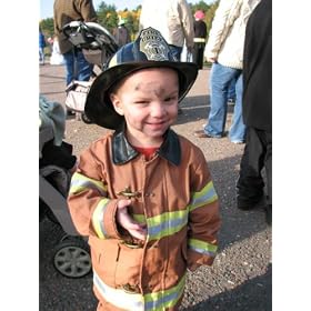 Jr. Fire Fighter Suit with helmet, size 2/3 (tan)