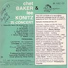 Chet Baker and Lee Konitz In Concert by Chet Baker and Lee Konitz