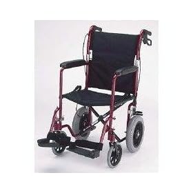 NOVA 330 Lightweight Transport Chair with Hand Brakes and 12" Rear Wheels, 19"
