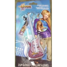 Hannah Montana Secret Celebrity 3 PC Guitar Shaped Lip Gloss Set with Badge by Hannah Montana