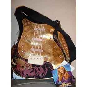 Hannah Montana Large Black and Gold Guitar Purse by
