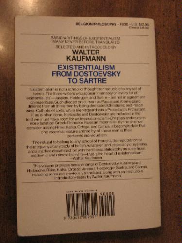 Existentialism From Dostoevsky To Sartre. from Dostoevsky to Sartre