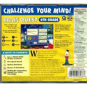 Click here to buy Brain Quest 6th Grade Cd-Rom ages 11-12 by Brain Quest.
