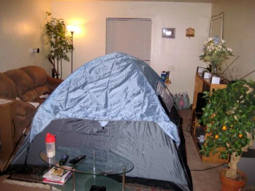 Pitching tent in my living room