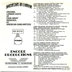 Americans In London: Love From Judy (1952 Studio Cast) / Paint Your Wagon (1953 Original London Cast) / Pal Joey (Original London Cast) / Wonderful Town (1955 Original London Cast)