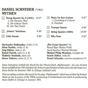 Schnyder: Mythen by Daniel Schnyder (Audio CD)
