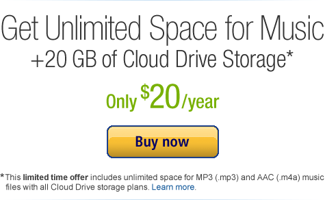 Amazon Cloud Player Now with Unlimited Space for Music