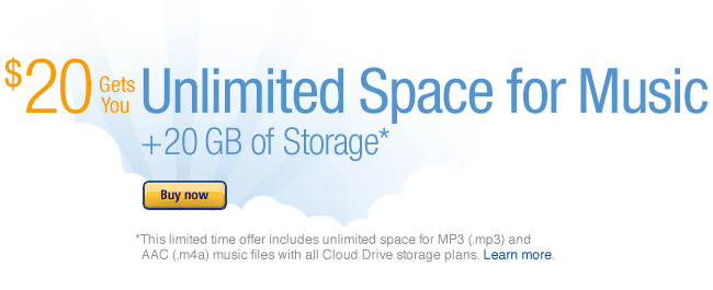 Amazon Cloud Player with Unlimited Space for Music