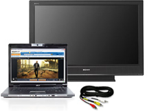 Picture of a TV and computer with connection cables
