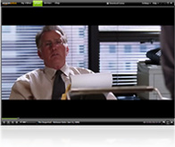 The Player view of the Unbox Video Player has normal, full screen, and mini modes for viewing