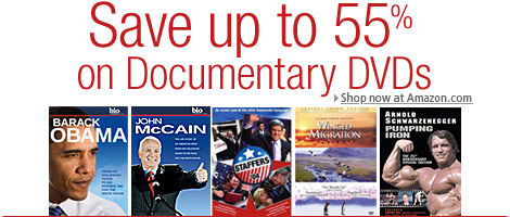Save up to 55% on Documentary DVDs