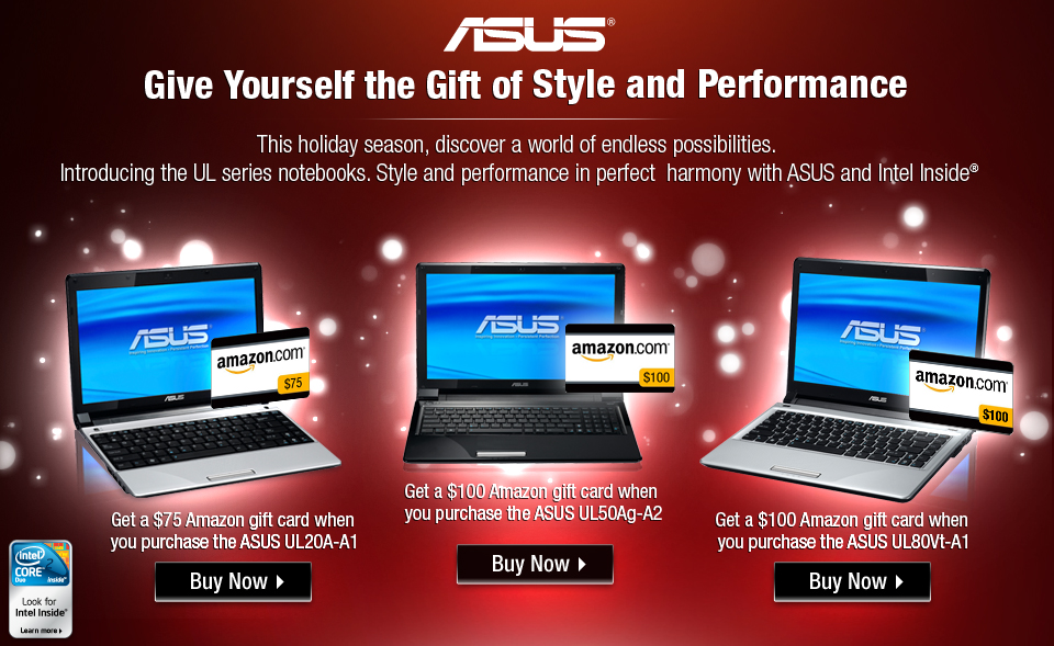 Get an Amazon gift card with select ASUS laptops
