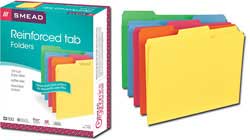 Reinforced 1/3-Cut Top Tab File Folders in Assorted Colors (Letter) 11993