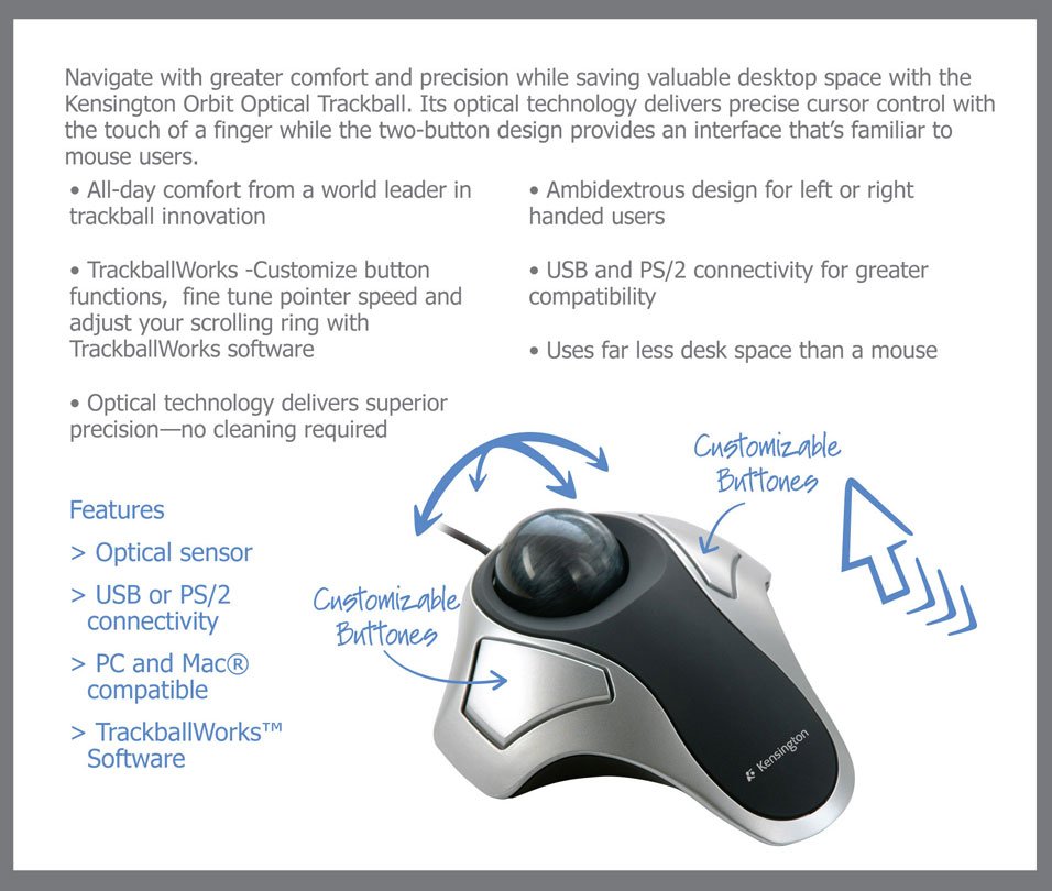 Kensington Orbit Trackball Mouse Electronics
