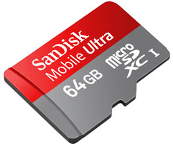 SanDisk Mobile Ultra microSDHC Memory Card (64 GB*) Product Shot