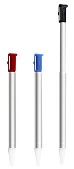 3 stylets extensibles : bleu, noir et rouge