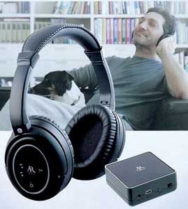 This is a picture of a man listening through the AWD210