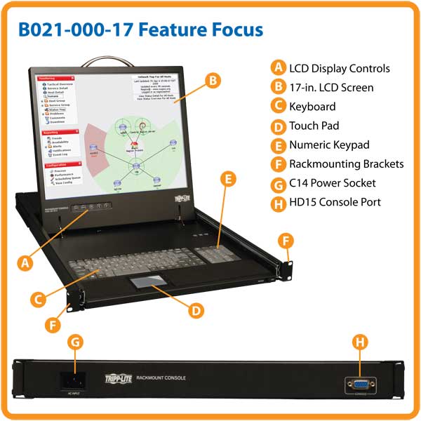 Tripp Lite B02100017 KVM Console Unit 1U Rackmount with