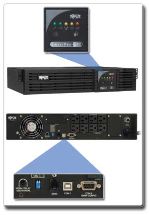 SMART2200RM2U USB/DB9/EPO Ports and LEDs